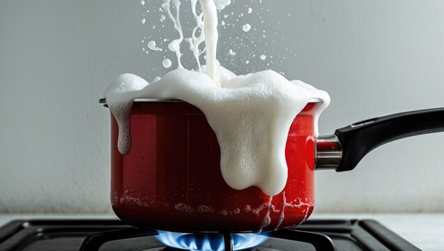 Milk spilling over a pot