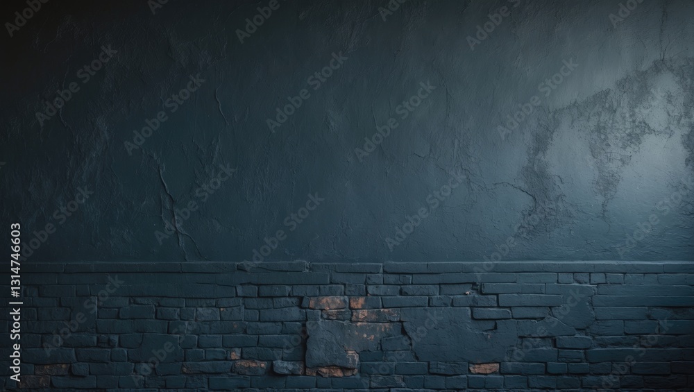 Poster close-up view of a retro plain dark wall background texture for showcasing or promoting products and