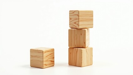 children's eco toys for toddlers, isolated wooden cube on a white background, fostering fine motor skills and cognitive development in children