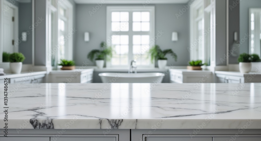 Poster marble counter table top in the background. suitable for mockup montages of product displays or desi