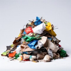 Fototapeta premium an AI Image Generator, Mixed Household Trash Highlighting Environmental Issues of Waste