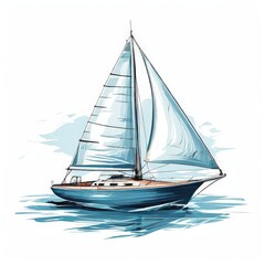 Fototapeta premium an AI Image Generator, Elegant Sailboat Sailing During a Vibrant Sunset
