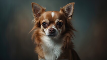Obraz premium Portrait of a chihuahua with brown long hair.