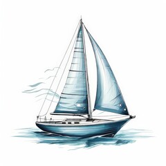 an AI Image Generator, Elegant Sailboat Sailing During a Vibrant Sunset