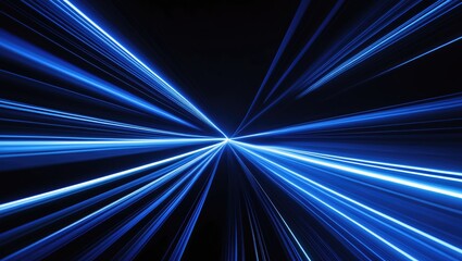 Blur luminous rays. Neon banner glowing. Cyber flare. Defocused ultraviolet navy blue light lines in motion against a dark background.