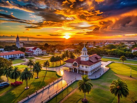 Silhouette Aerial View: Emilio Aguinaldo Shrine & Freedom Park, Kawit, Cavite, Philippines