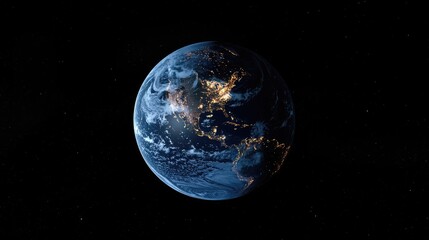 Earth from Space at Night with Glowing City Lights - High-Resolution Global View of the Planet