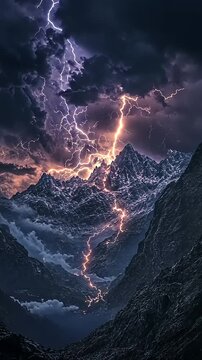 Majestic Lightning Strike Illuminates Mountain Valley