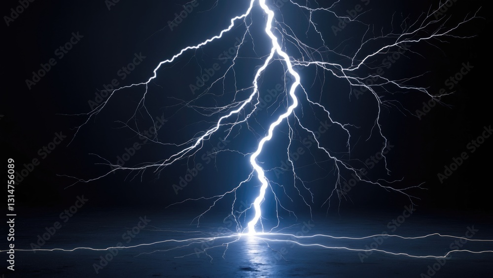 Poster lightning bolt isolated on a dark background.