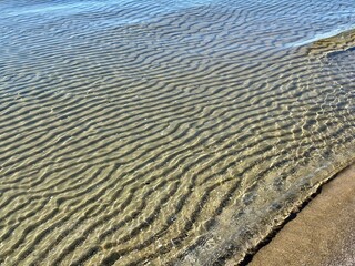 waves on sand at the sunny beach