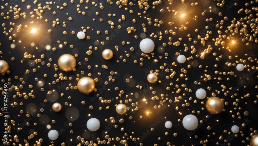 Poster festive abstract design featuring golden bokeh particles and highlights against a dark backdrop. hig