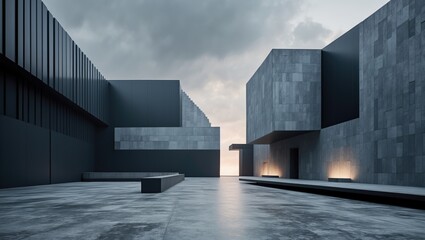 Obraz premium Contemporary urban architectural abstract backdrop design featuring a building image.