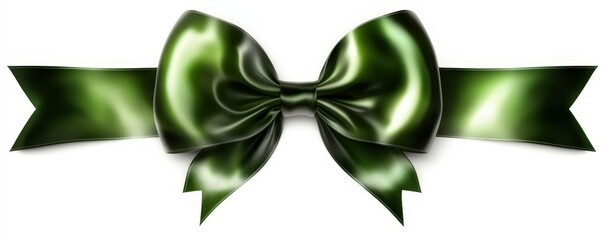 Luxurious Shiny Green Satin Ribbon Bow: Elegant and Festive Gift Wrapping Accessory