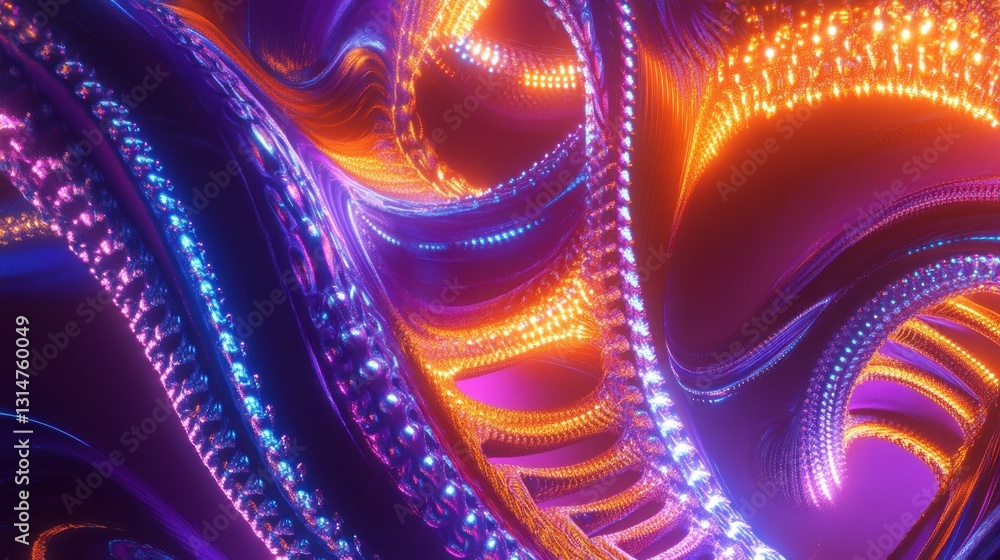 Poster abstract neon waveforms: a symphony of light and color