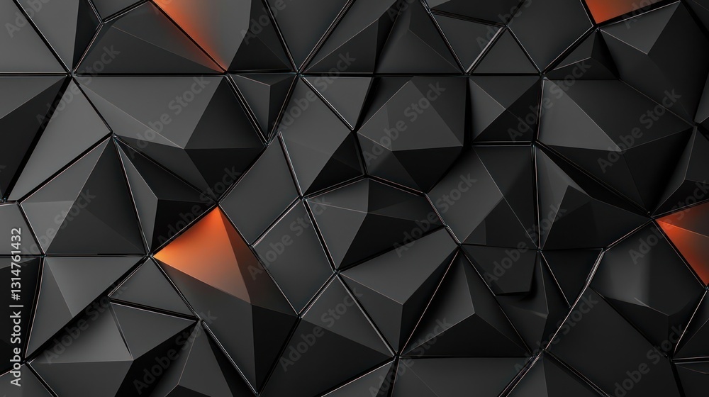 Aufkleber abstract black and orange polygonal triangular geometric pattern background design