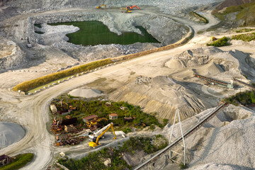 Open-pit mine of gravel materials for construction industry in Appalachian mountains in North...