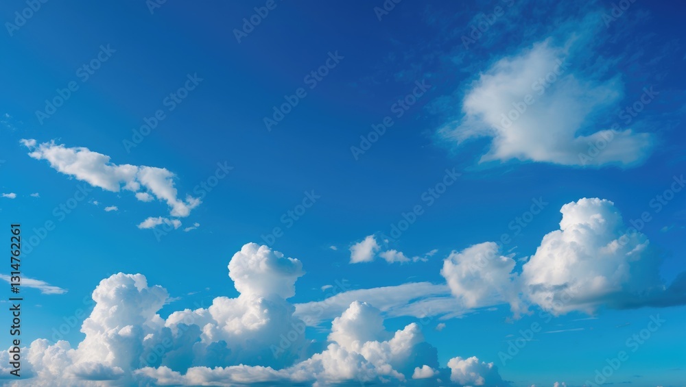 Poster clear blue sky backdrop, clouds with backdrop, blue sky backdrop with tiny clouds. white fluffy clou