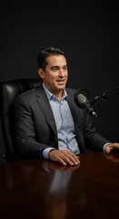 business man in podcast talking about business