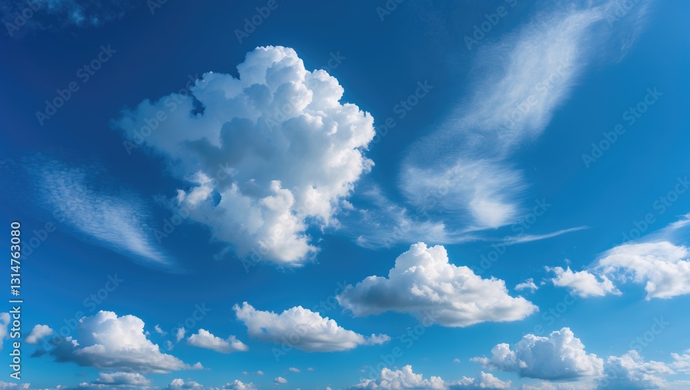 Aufkleber clear blue sky background, clouds with background, blue sky background with tiny clouds. white fluff