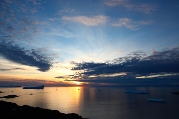 Icebergs in Ilulissat, Greenland, Arctic, in late autumn