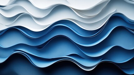 Obraz premium Abstract wavy blue and white layered paper background.