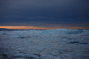 Icebergs in Ilulissat, Greenland, Arctic, in late autumn