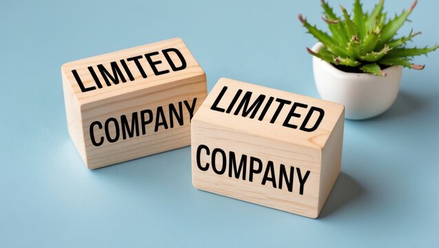 Concept of words "limited company" displayed on wooden blocks.