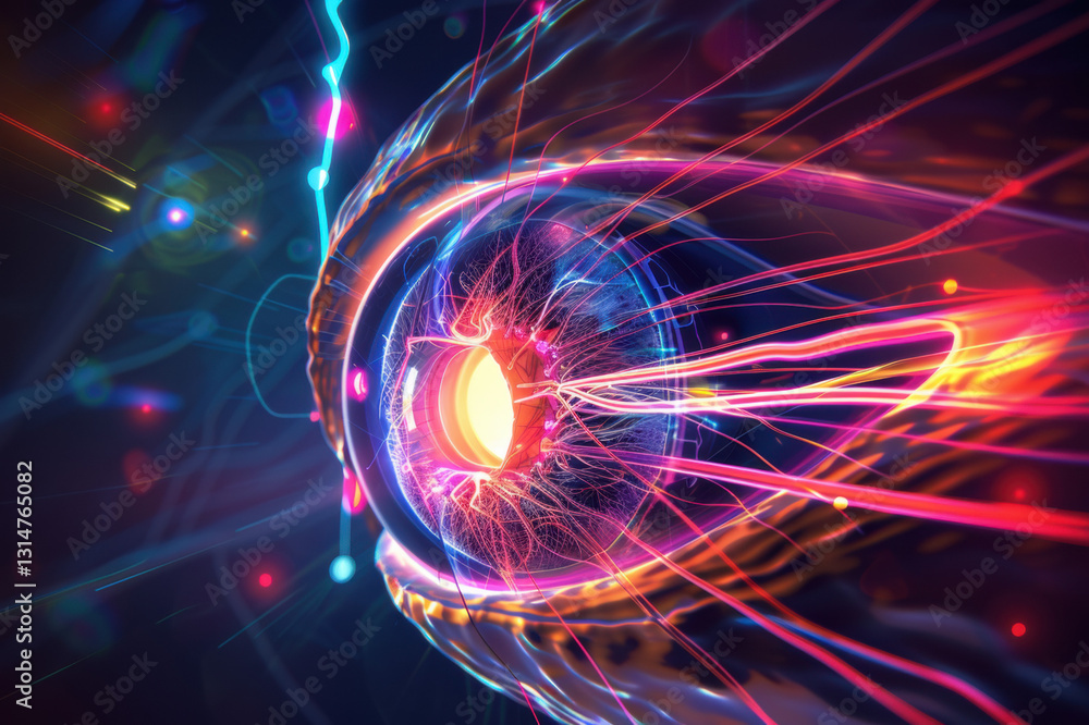 Aufkleber abstract glowing light design with colorful fractal patterns and energy motion effects