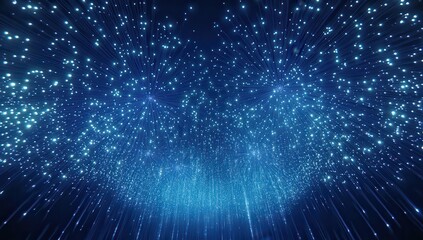 Obraz premium Enchanting Blue Particles Cascading from the Night Sky, Creating a Magical Atmosphere for Backgrounds and Digital Art Projects