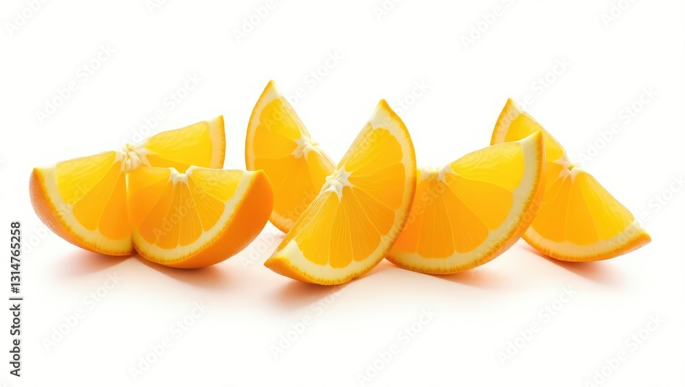 Aufkleber Falling orange isolated on a white backdrop featuring a clipping path and complete depth of field.