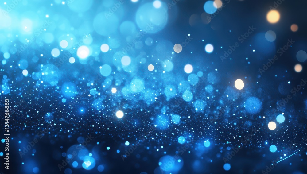 Aufkleber ethereal blue bokeh background with sparkling lights and soft flare, perfect for abstract designs an