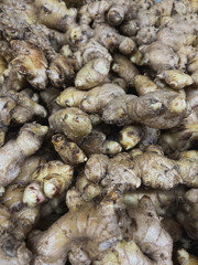  Pile of fresh ginger in the market