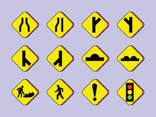 Minimalist Road Sign Vector Illustration Pack