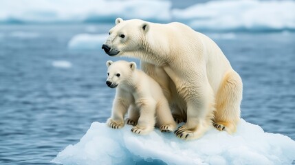 Polar Bears on Iceberg in Arctic Environment Showcasing Wildlife