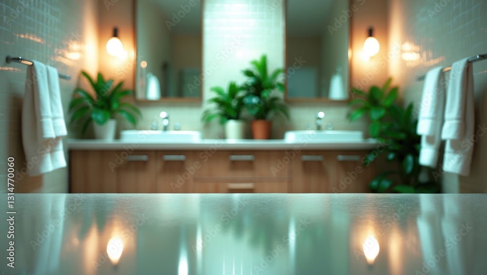 Poster Empty countertop with a blurred background, suitable for design and decoration concepts.