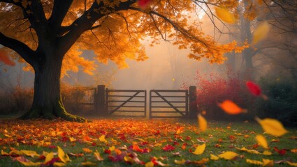 Colorful autumn forest. Beautiful rural landscape.