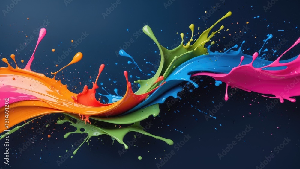 Aufkleber colored splashes in a stripe pattern, set against a dark background.
