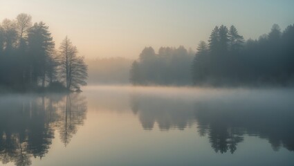 Obraz premium A misty dawn over the Heide.