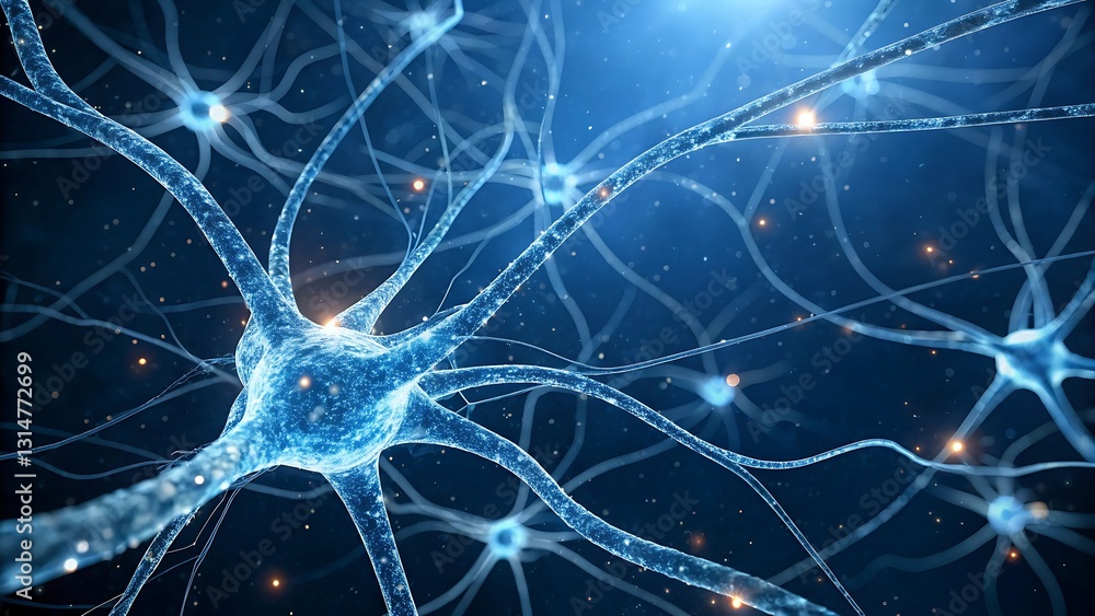 Poster microscopic view of neural network connections.