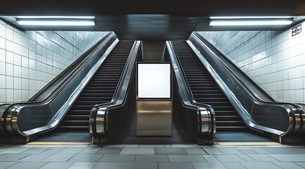 there are two escalators that are going up the stairs