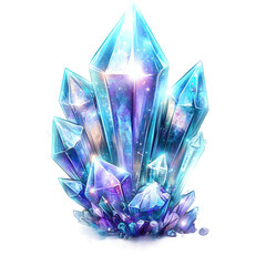 A striking fantasy-inspired illustration of a crystalline formation, transparent background, PNG