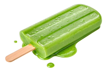 green Popsicle ice cream isolated on transparent background- generated by ai