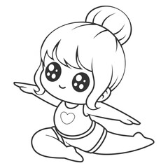 Beautiful girl doing yoga, for coloring
