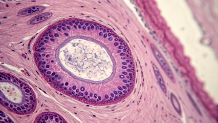 Microscopic view of hair follicle cross section.