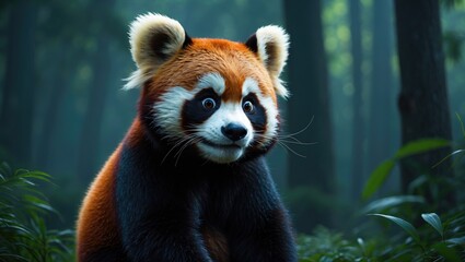 Fototapeta premium Charming red panda animation