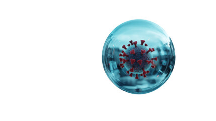 Virus bubble amidst quarantine, symbolizing safety, security, and health protection in a modern world context.