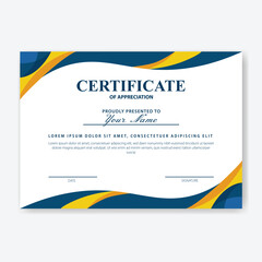 Blue-gold certificate appreciation template