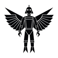 AI Powered Robotic Bird with Extended Wings Silhouette