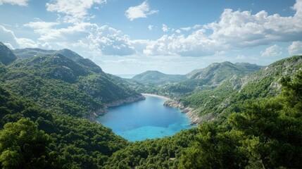 Serene Croatian Bay View from Mountain Top