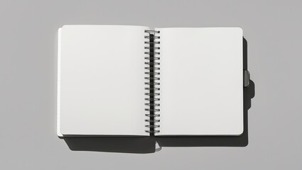 Blank open notebook or ring binder against a transparent background, business stationery, school, art, or craft supply, viewed from above, flat lay for your scenes, copy space.